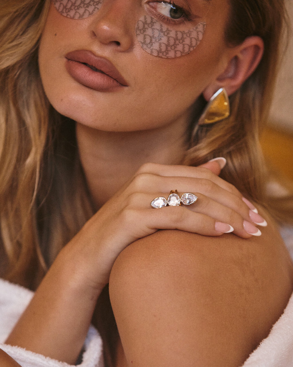 Marais Triple Statement Ring - Gold — another angle