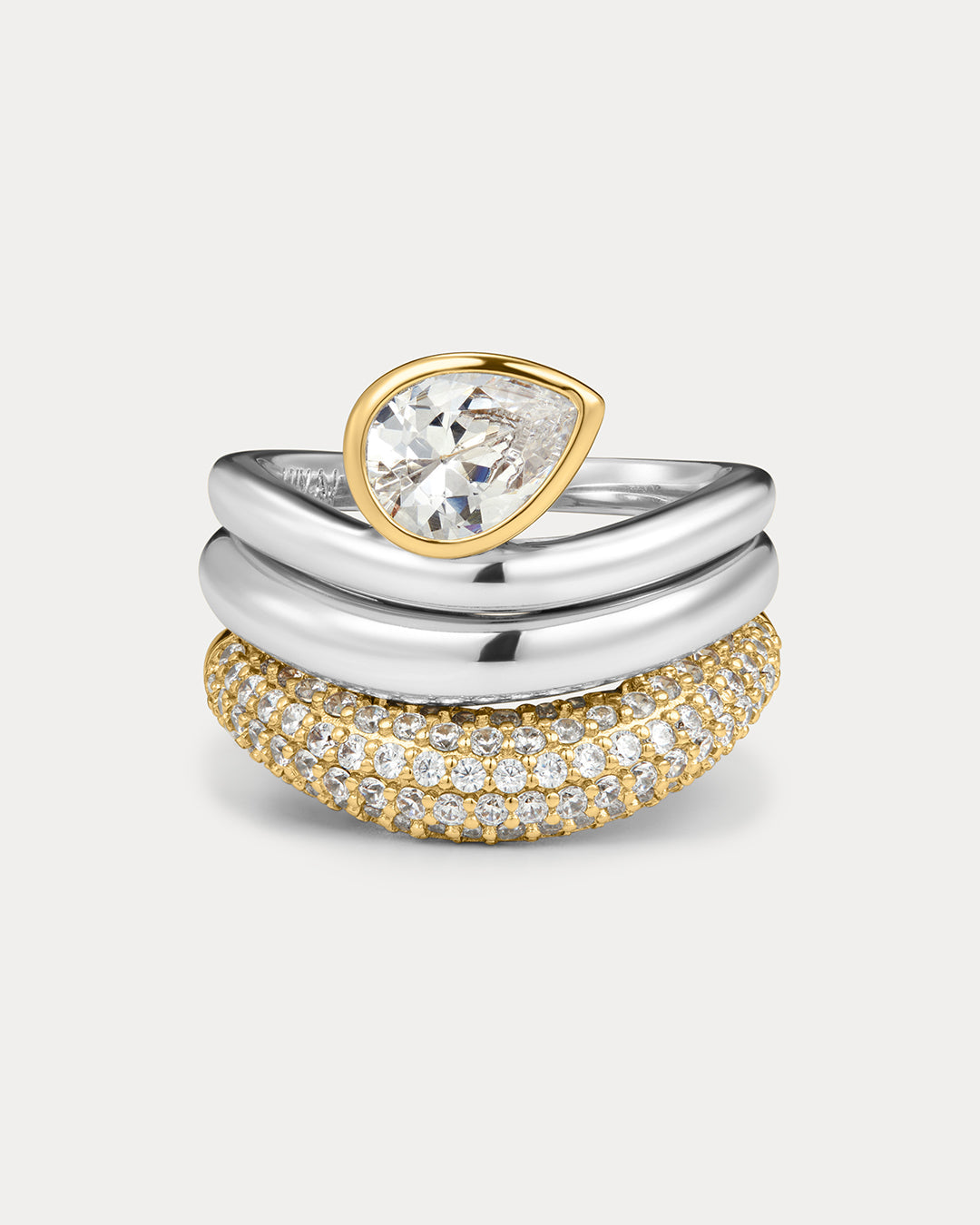 Marais Wave Ring Set - Silver