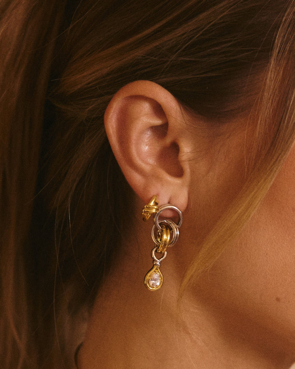 Margaux Knot Hoops - Gold — alternate view