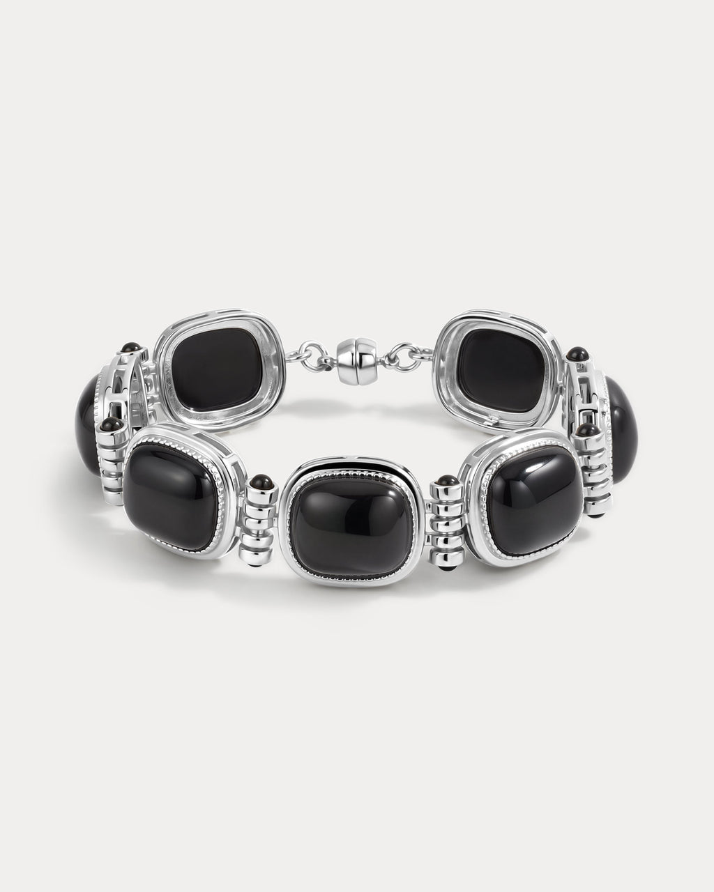 Midnight Mesa Beaded Bracelet - Silver