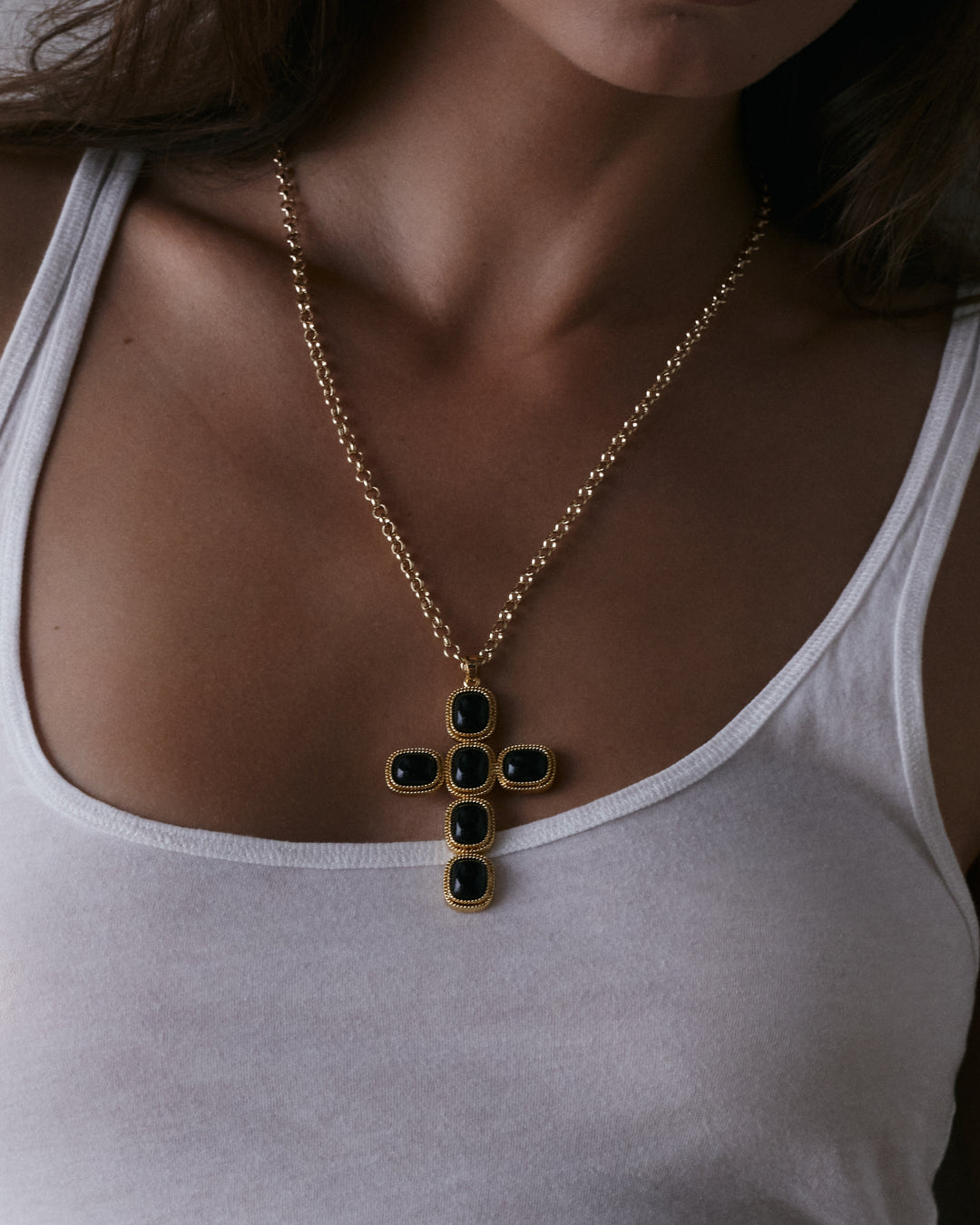 Midnight Mesa Cross Necklace - Gold — alternate view