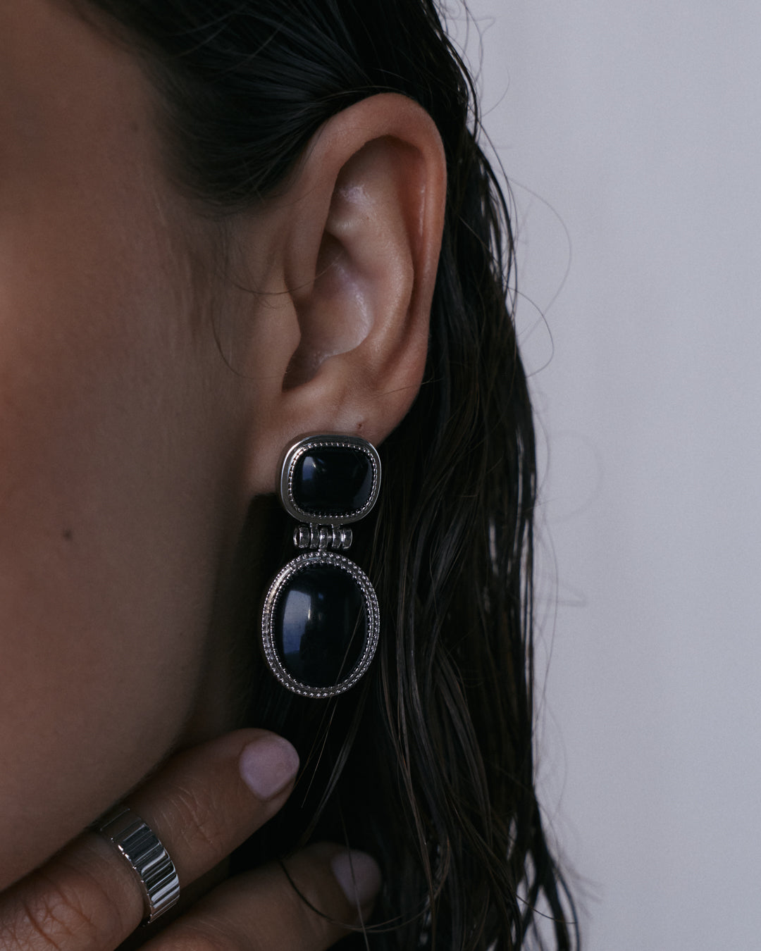 Midnight Mesa Drop Studs - Silver - Earrings — alternate view