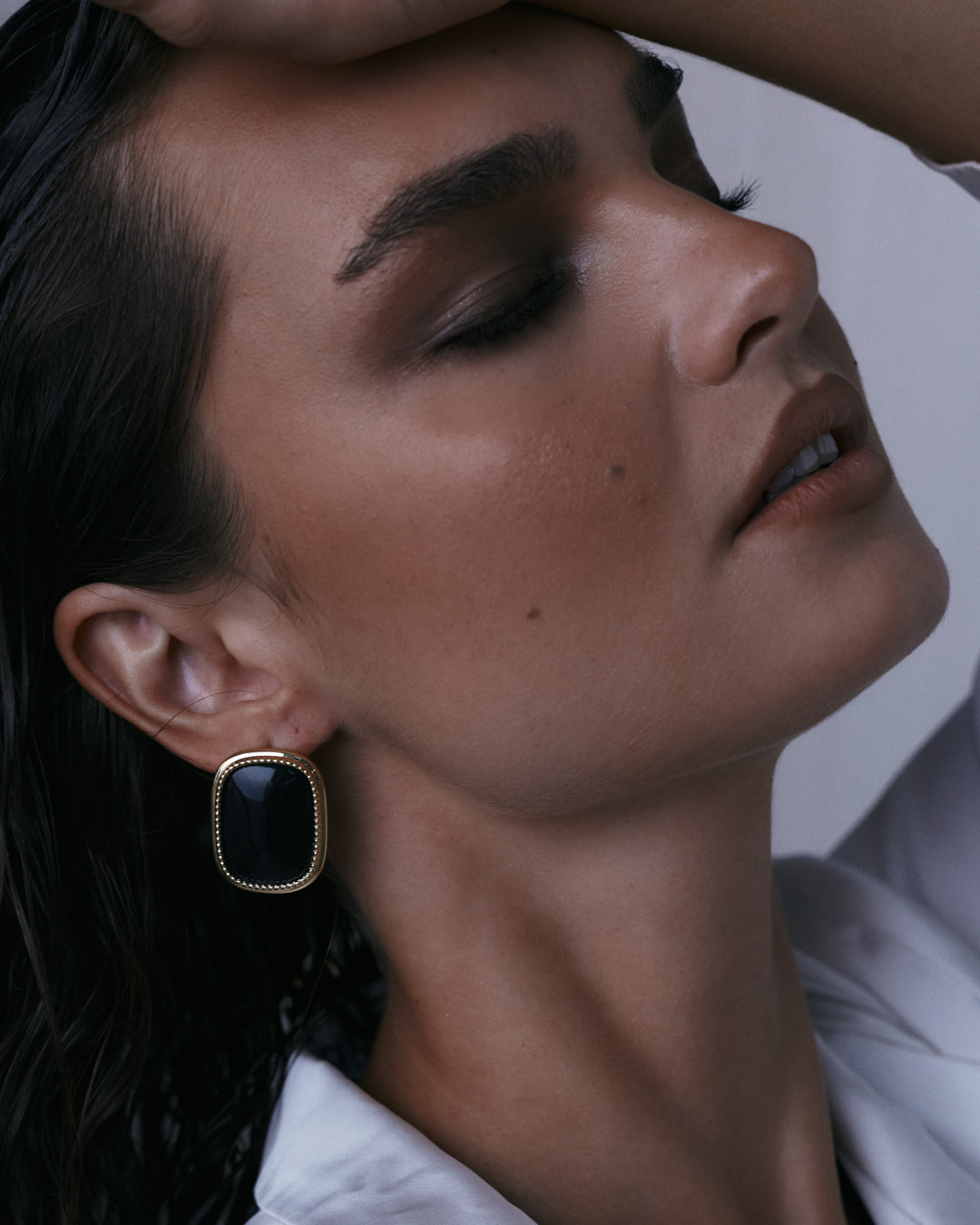Midnight Mesa Statement Studs - Gold in Silver - Earrings — alternate view