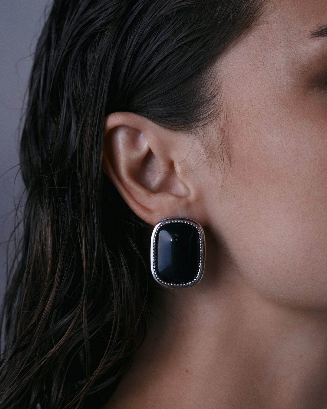 Midnight Mesa Statement Studs - Silver - Earrings — alternate view