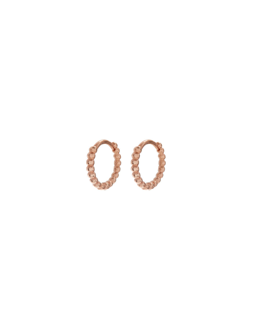 Mini Continuous Beaded Huggies - Rose Gold - Earrings