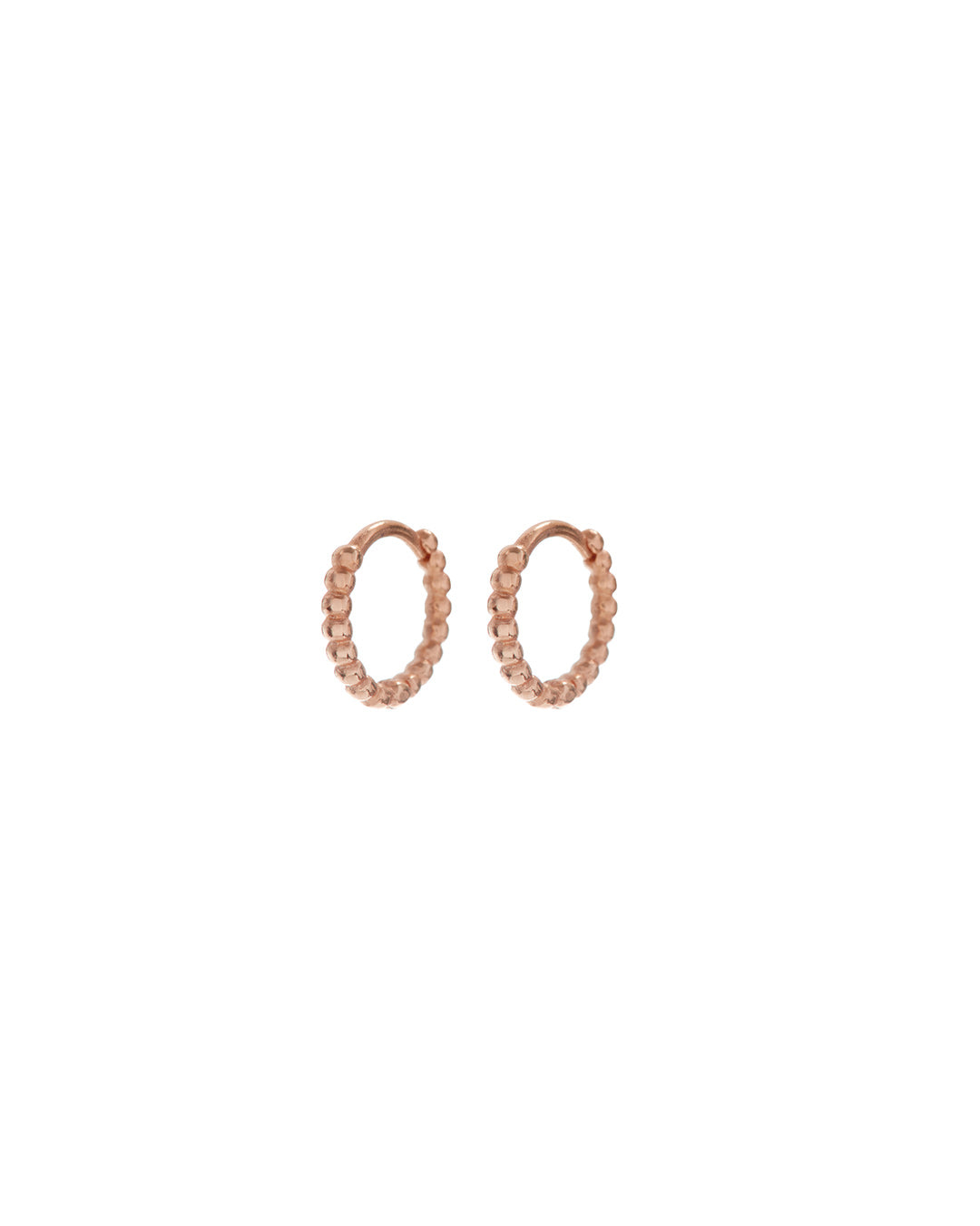 Mini Continuous Beaded Huggies - Rose Gold - Earrings