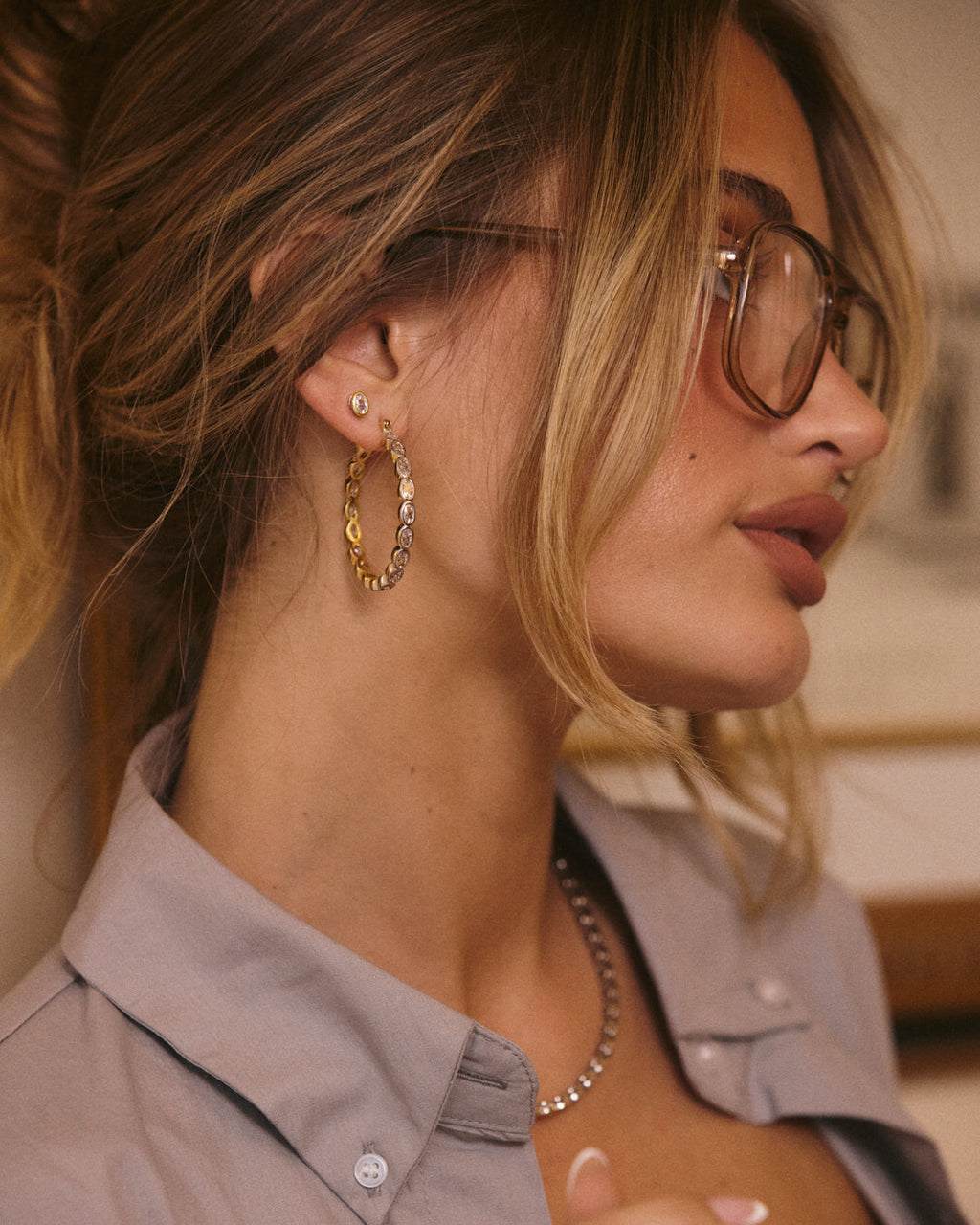 Palais Eternity Hoops - Gold — another angle
