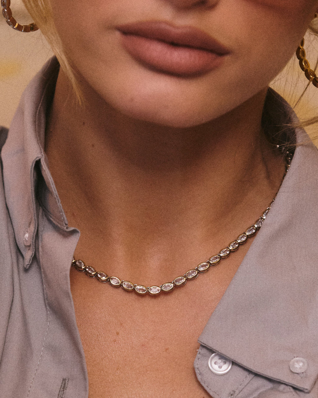 Palais Tennis Necklace - Gold — another angle