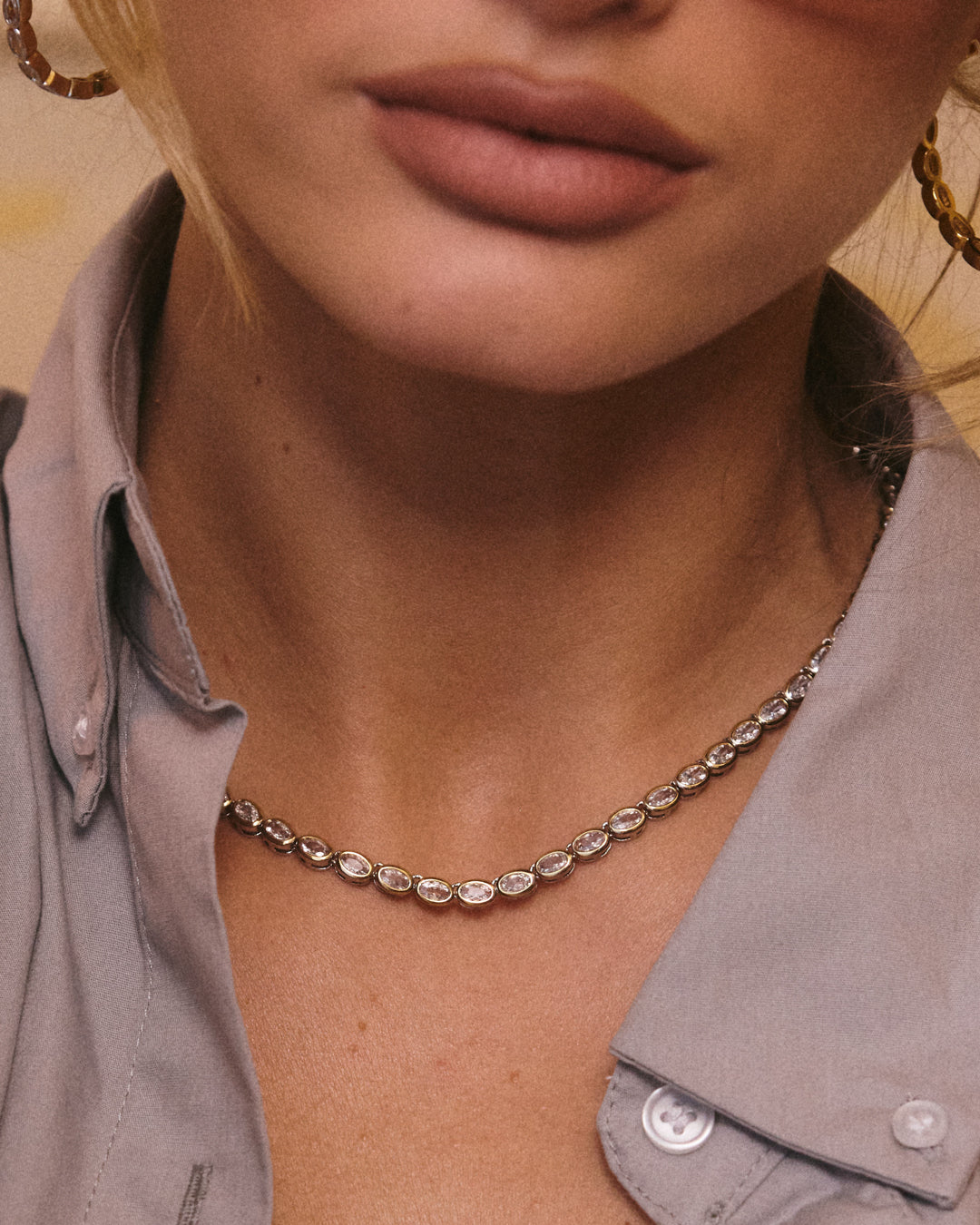 Palais Tennis Necklace - Gold — another angle