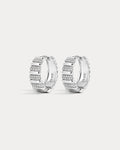 Pavé Marbella Ridged Hoops - Silver