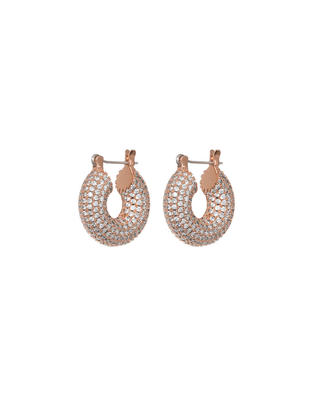 Pavé Mini Donut Hoops - Rose Gold — alternate view 2
