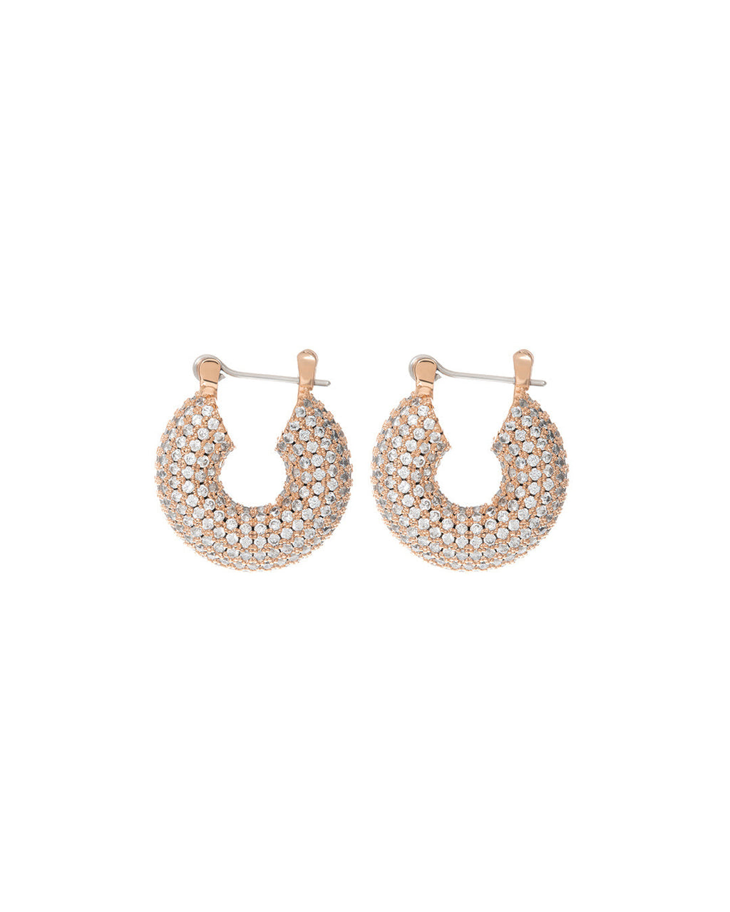 Pavé Mini Donut Hoops - Rose Gold