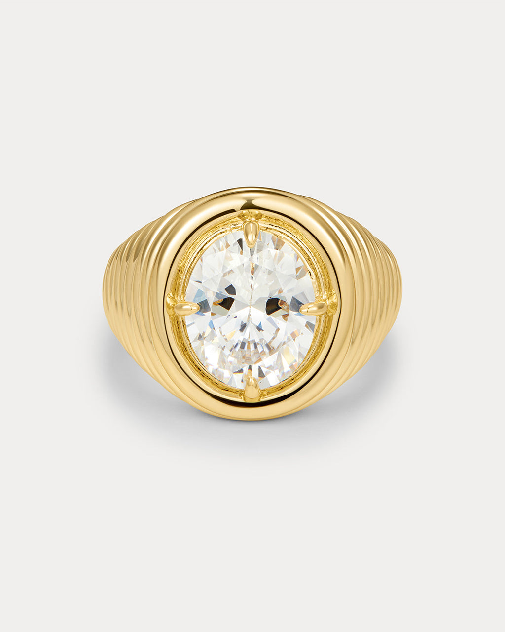 Reve Ridged Signet Ring - Gold