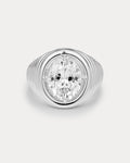 Reve Ridged Signet Ring - Silver