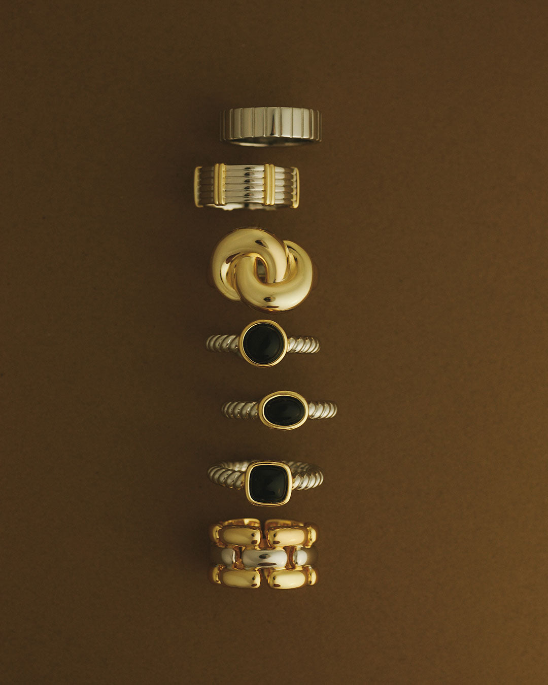 Solstice Knot Ring - Silver in Gold — another angle