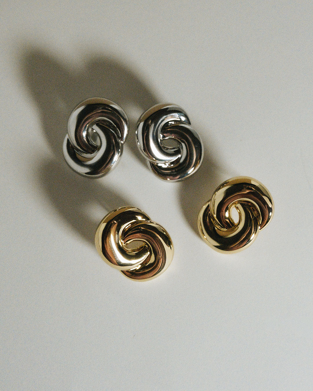 Solstice Knot Studs - Silver - Earrings — detail view