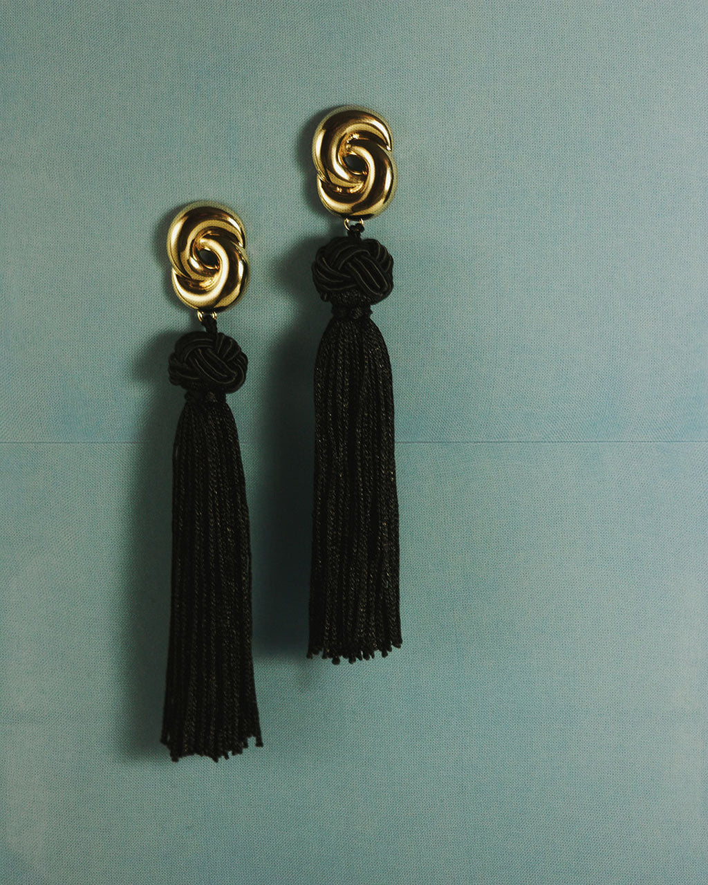 Solstice Knot Tassel Earrings - Gold — detail view