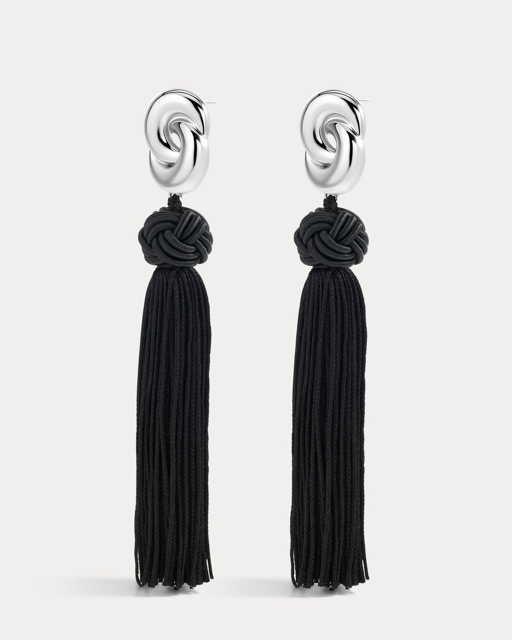 Solstice Knot Tassel Earrings - Silver