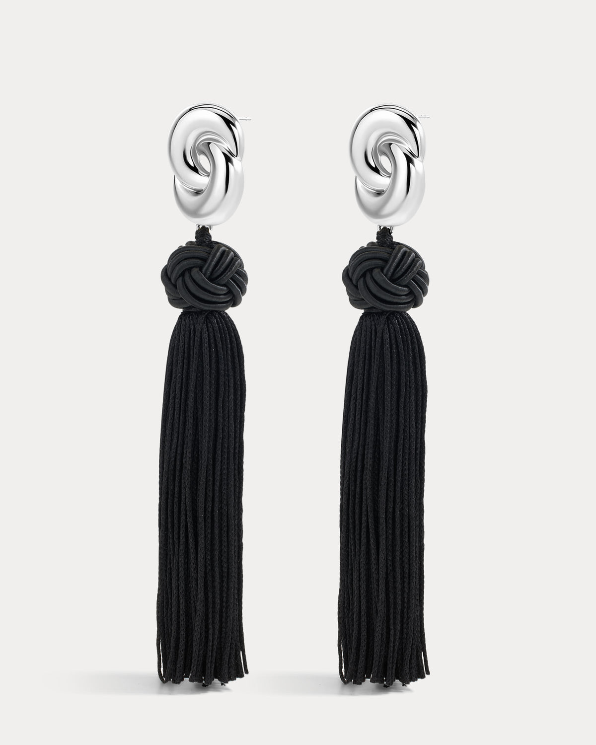 Solstice Knot Tassel Earrings - Silver