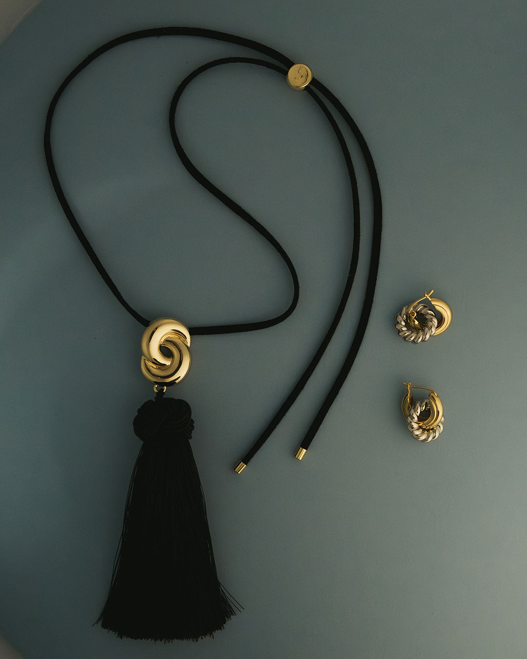 Solstice Knot Tassel Necklace - Gold in Silver — alternate view