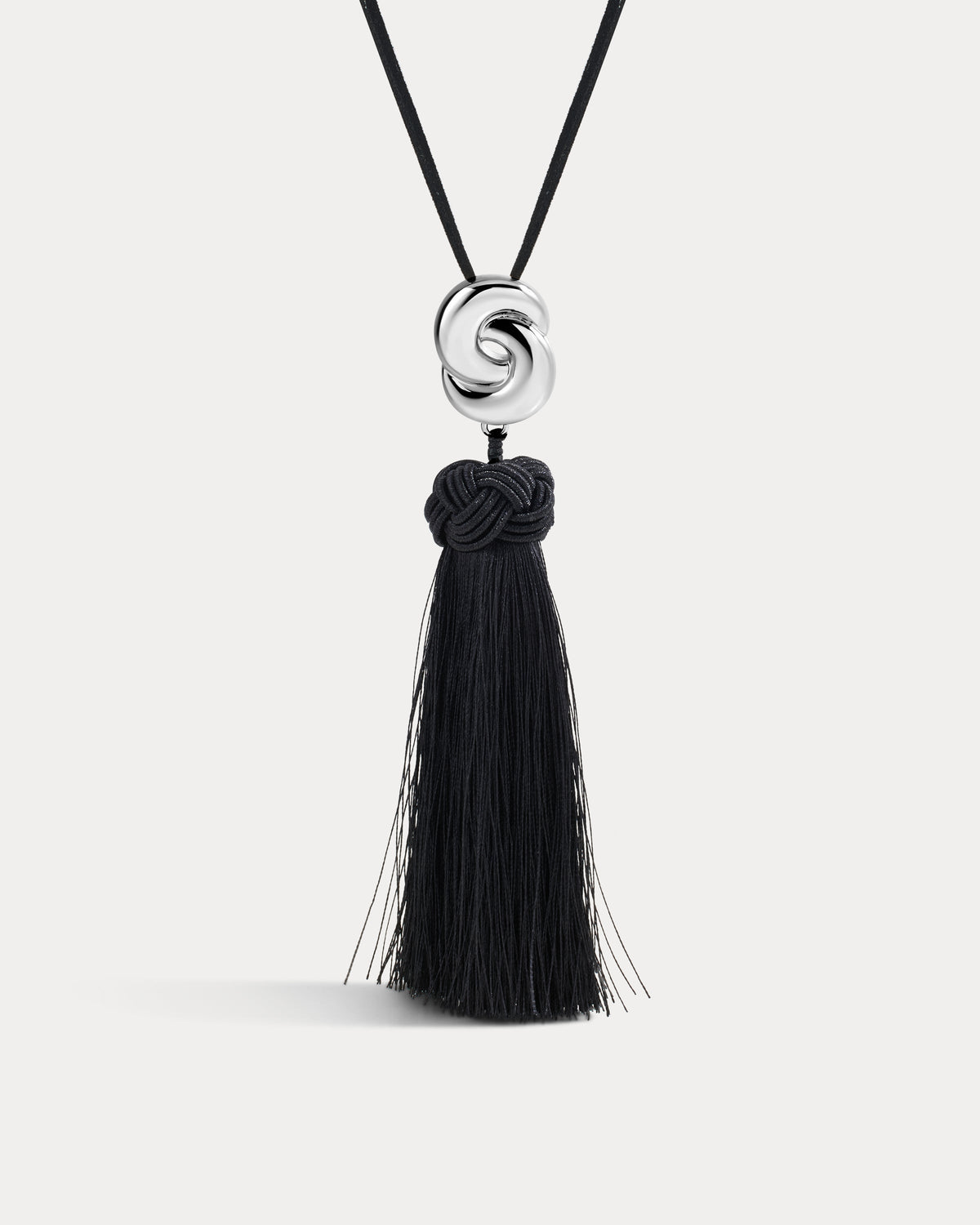 Solstice Knot Tassel Necklace - Silver
