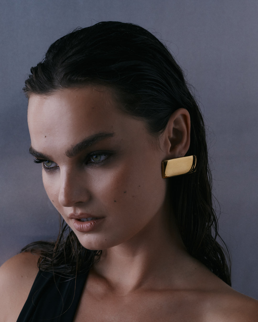 Solstice Metal Studs - Gold - Earrings — another angle