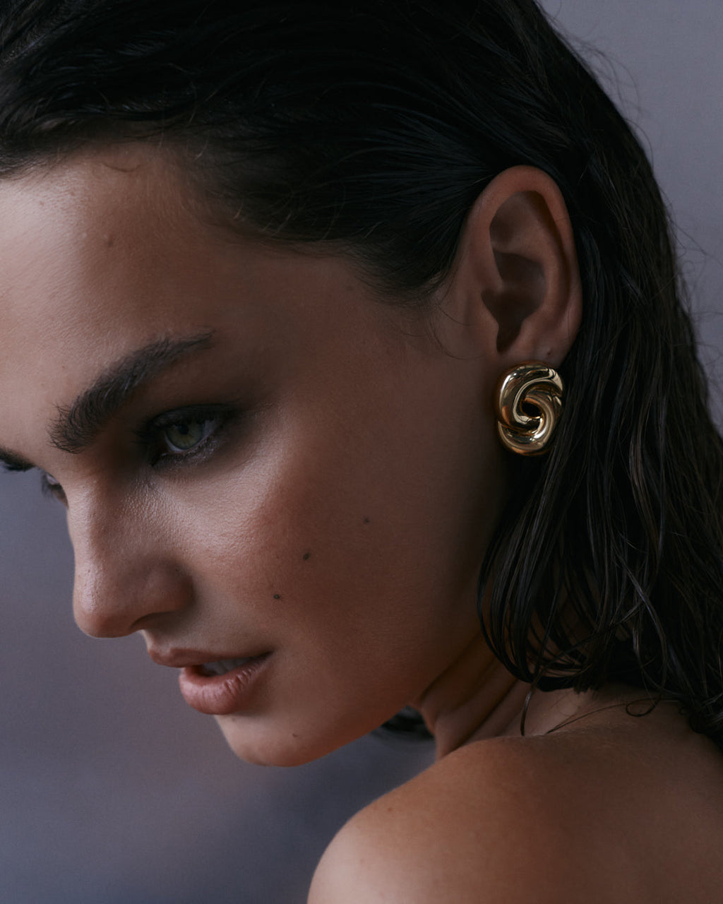 Solstice Knot Studs - Gold - Earrings — alternate view