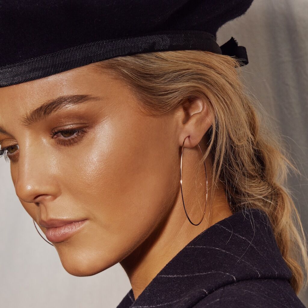 Capri Wire Hoops - Rose Gold — alternate angle