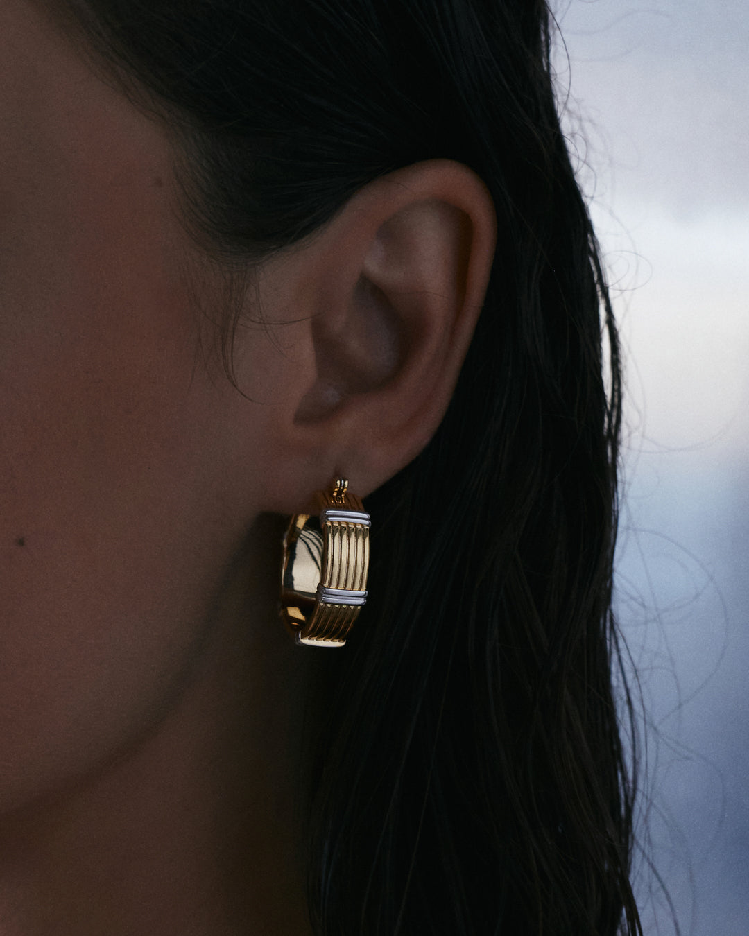 Two-Tone Sierra Bar Hoops - Gold — alternate view