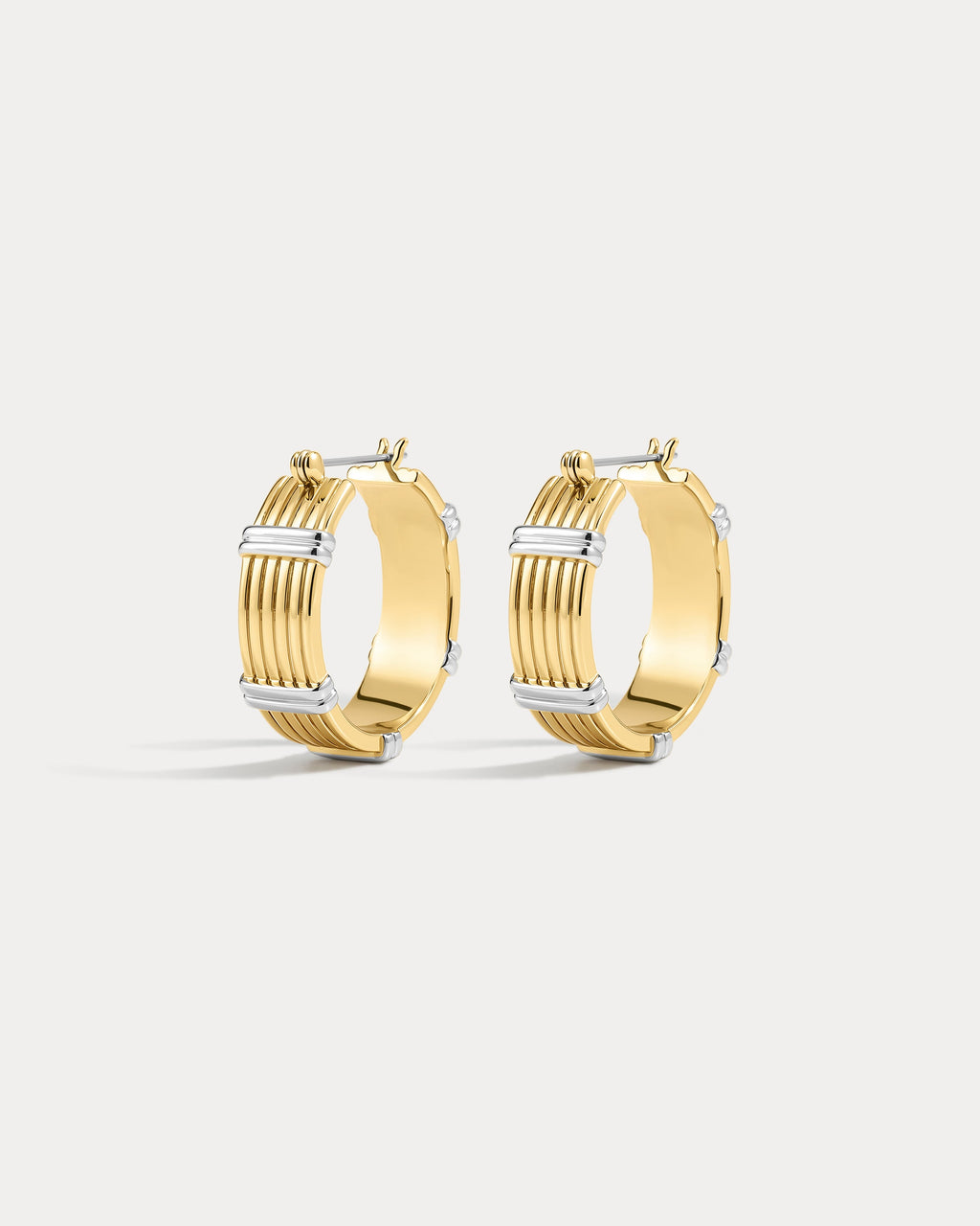 Two-Tone Sierra Bar Hoops - Gold