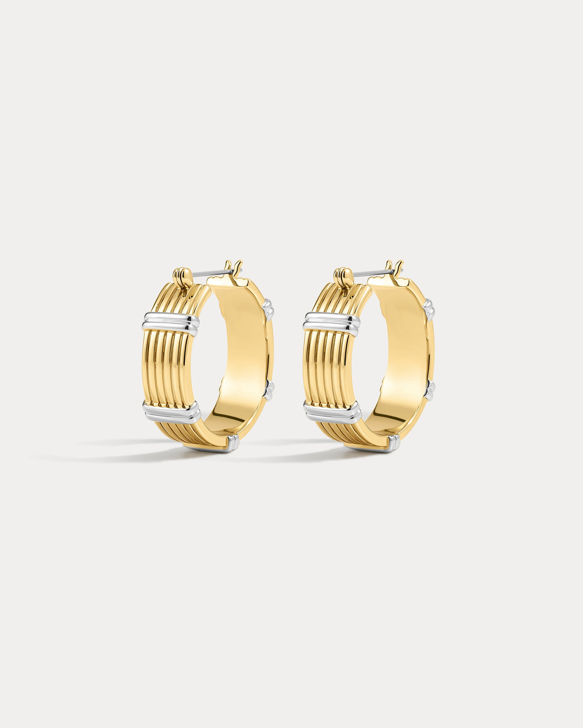 Two-Tone Sierra Bar Hoops - Gold