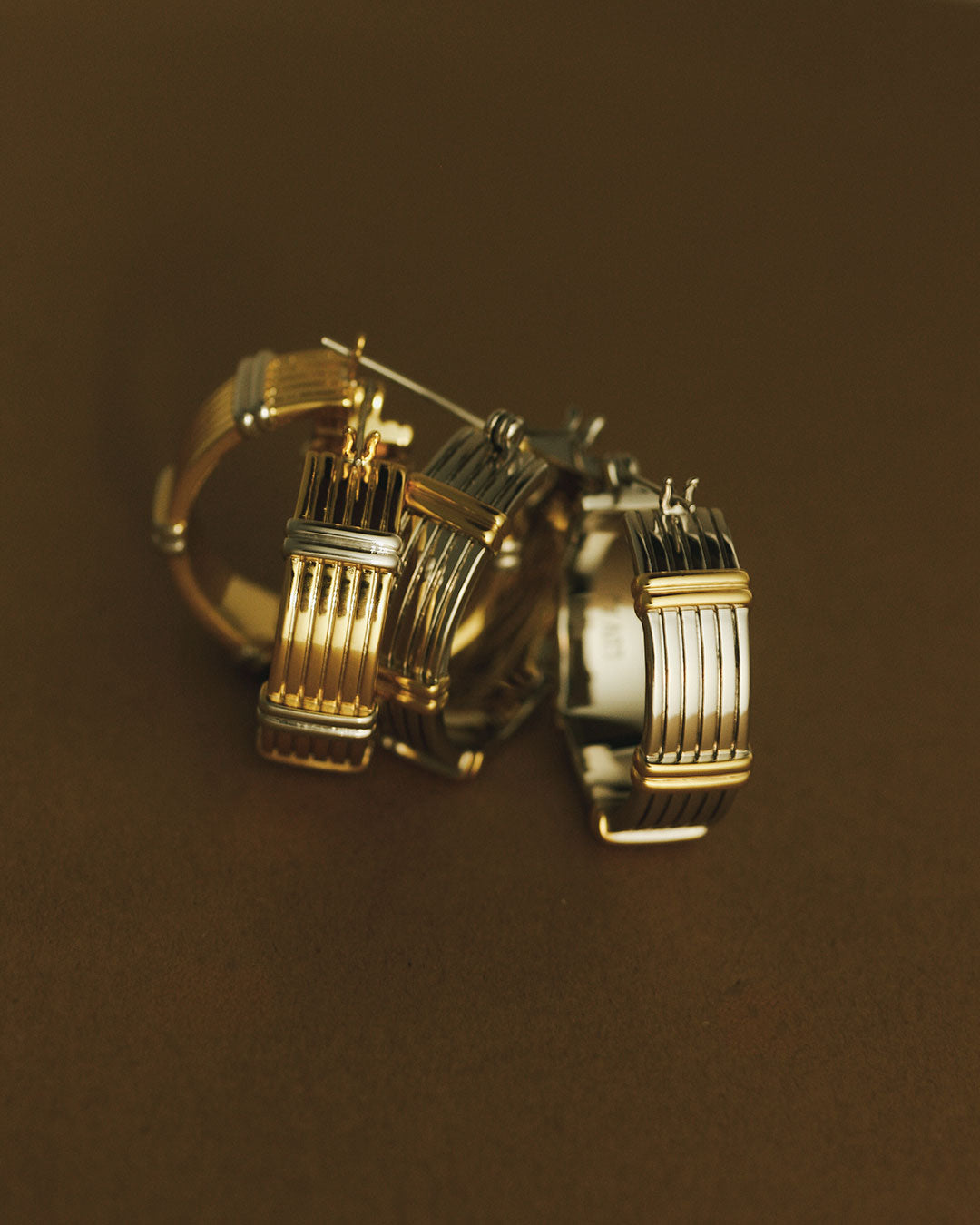 Two-Tone Sierra Bar Hoops - Silver — detail view