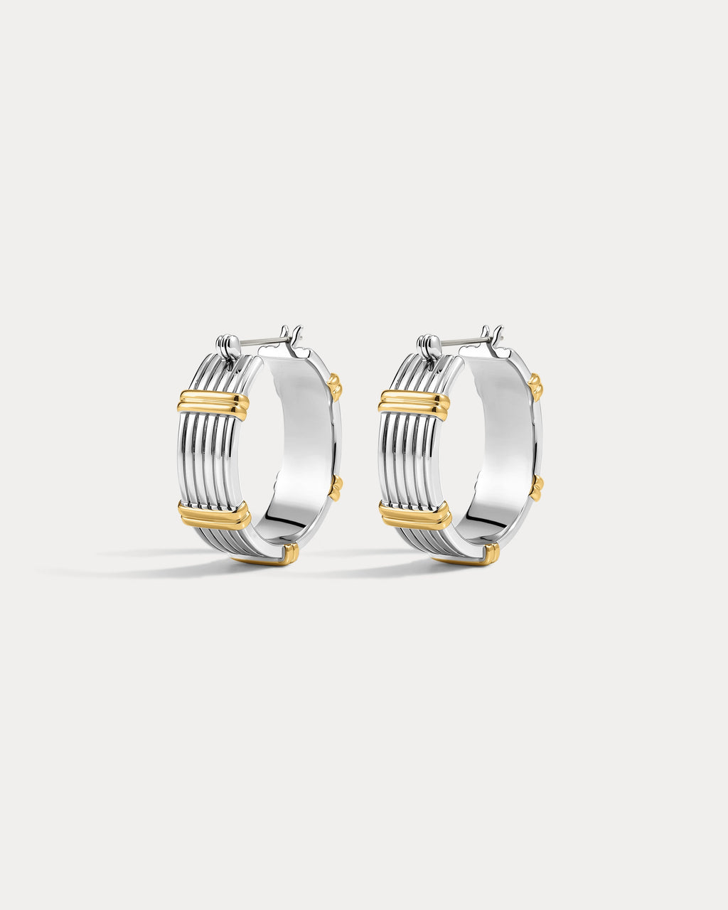 Two-Tone Sierra Bar Hoops - Silver