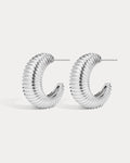 XL Georgia Ridged Hoops - Silver