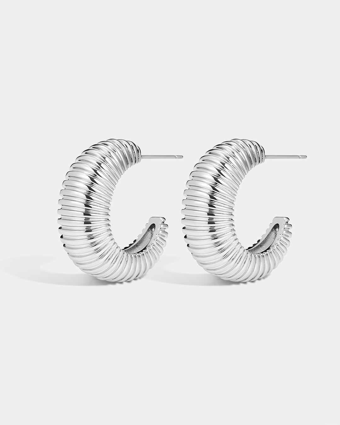 XL Georgia Ridged Hoops - Silver