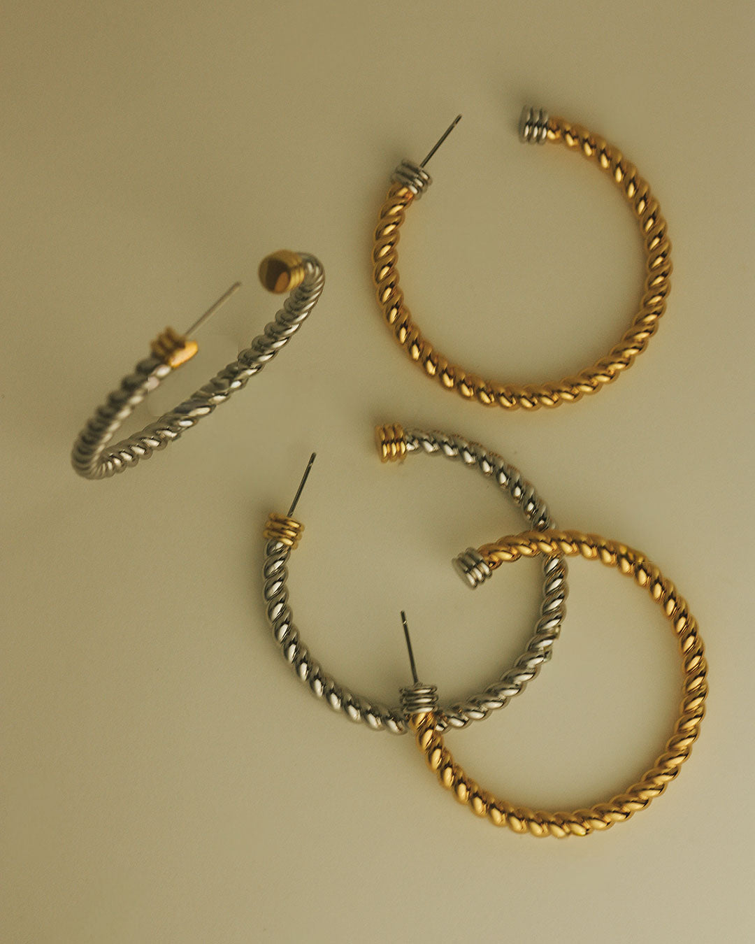 XL Sierra Rope Hoops - Gold in Silver — another angle