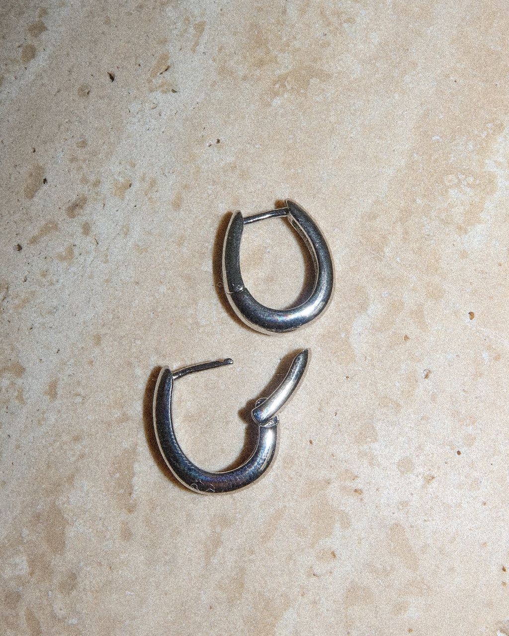 Mini Carmella Huggies (15mm) - Silver - Earrings — alternate angle