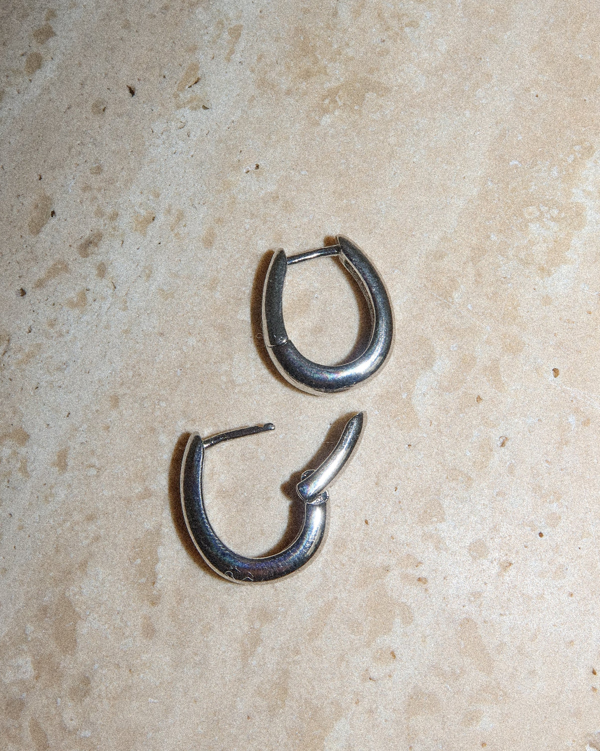 Mini Carmella Huggies (15mm) - Silver - Earrings — alternate angle