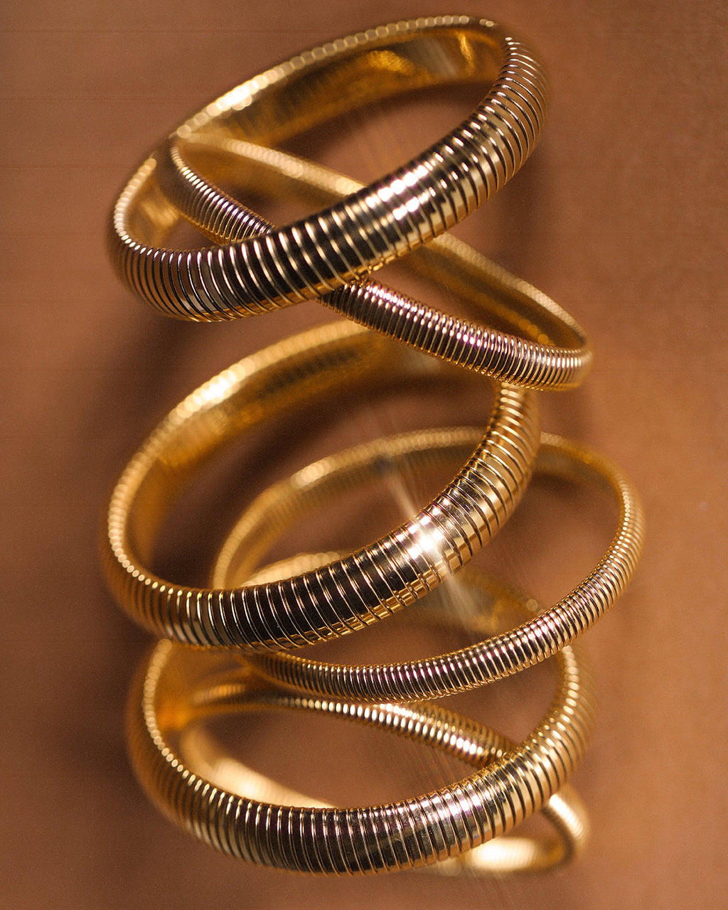Mini Flex Snake Chain Bracelet- Set of 3 (7mm wide) - Gold (Ships Mid October) — alternate view 2