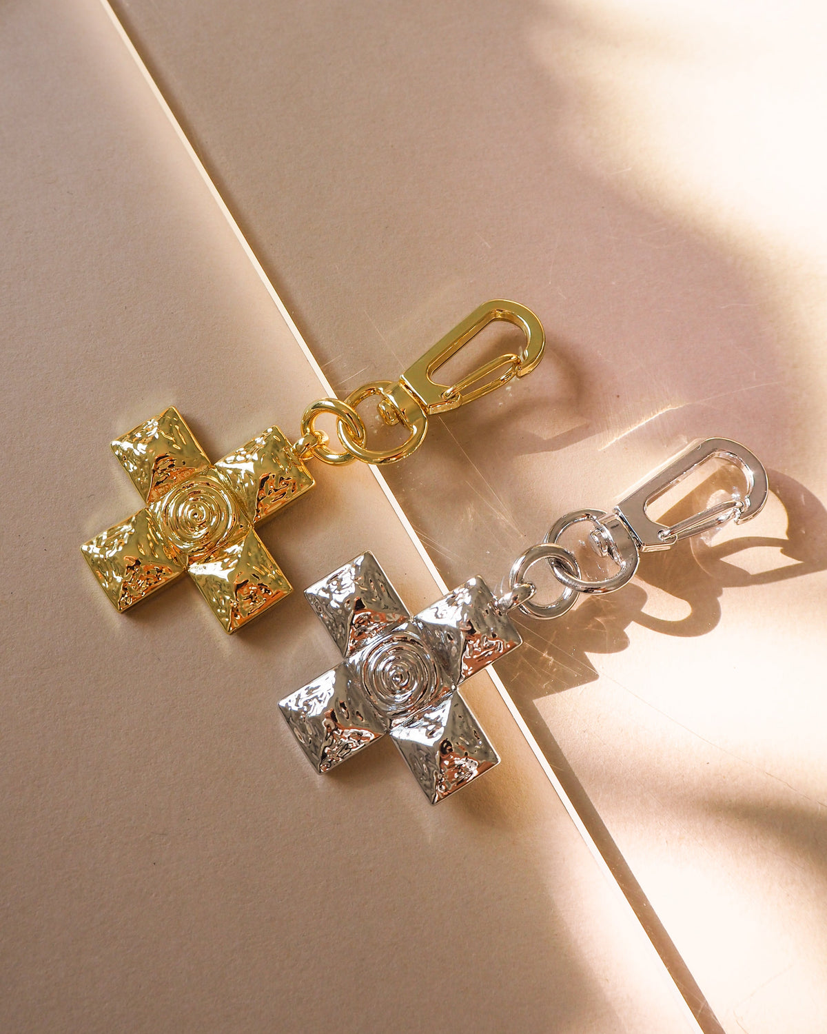 Molten Cross Key Chain - Silver — alternate view
