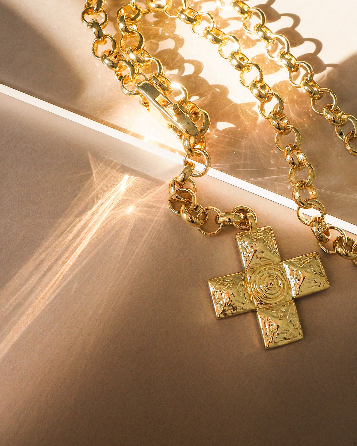 Molten Cross Pendant Necklace - Silver — detail view