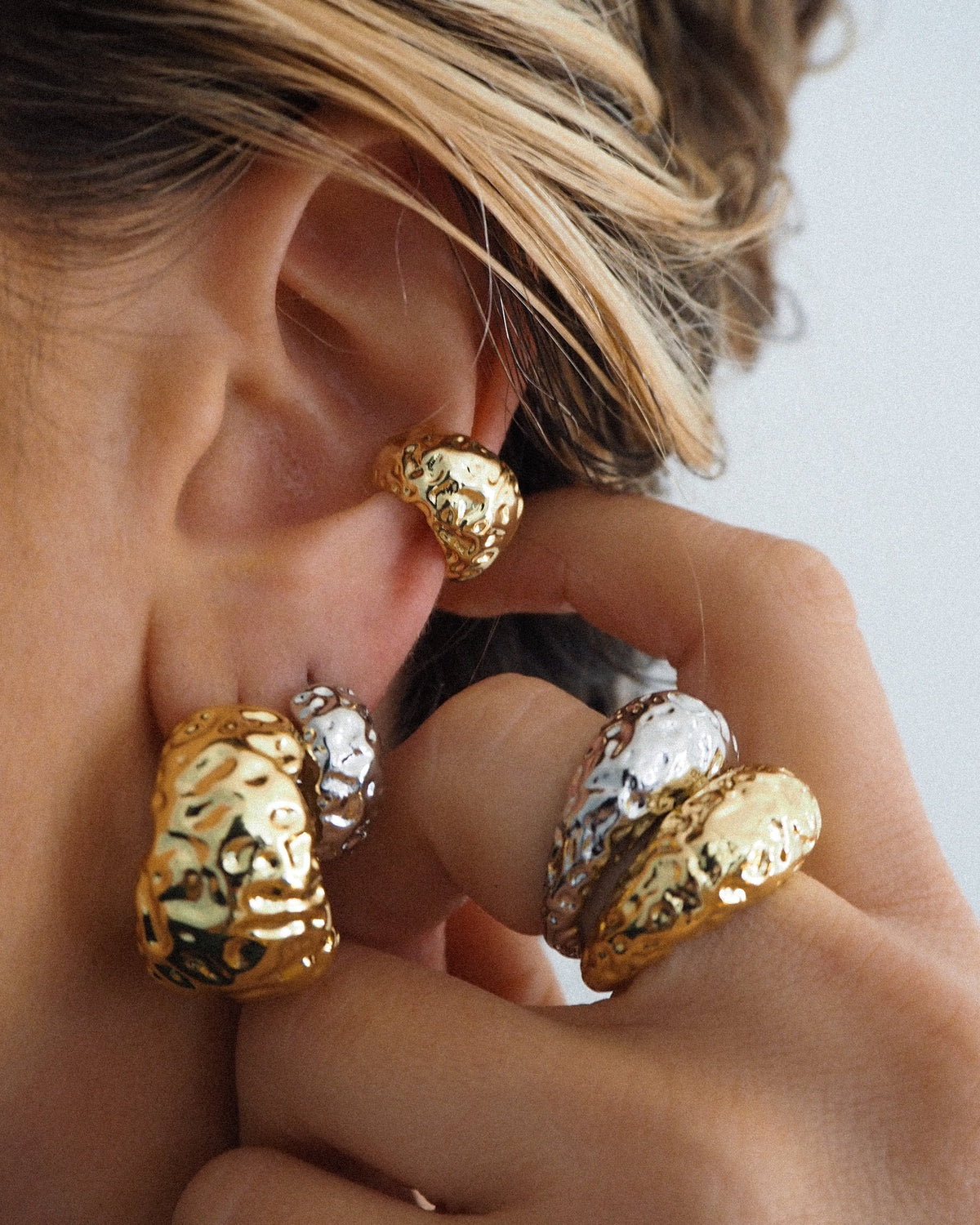 Molten Hoops - Silver — another angle