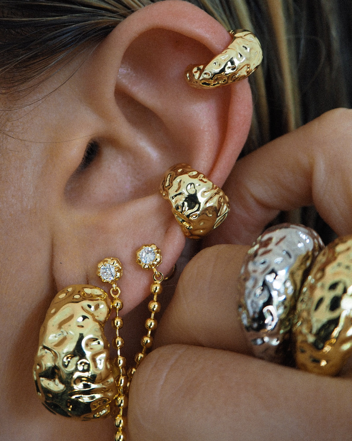 Molten Hoops - Silver — alternate view