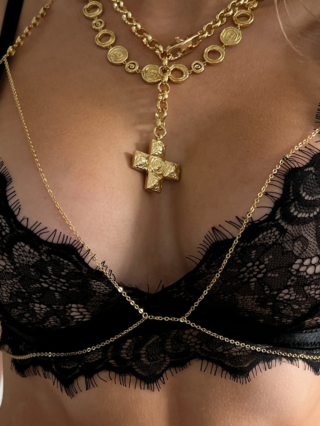 Rosette Chain Bra- Silver — alternate view