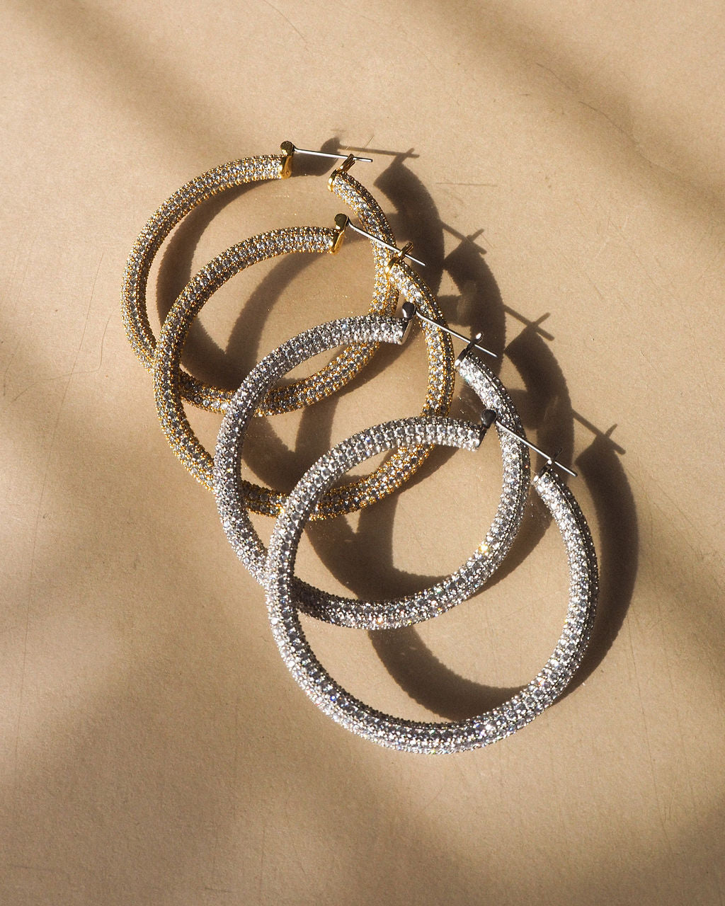 Pave Amalfi Hoops- Silver — another angle 2