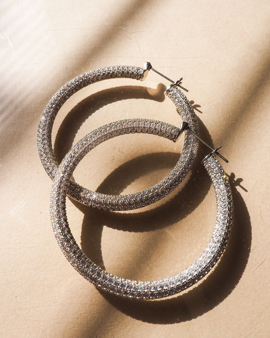 Pave Amalfi Hoops- Silver — alternate angle