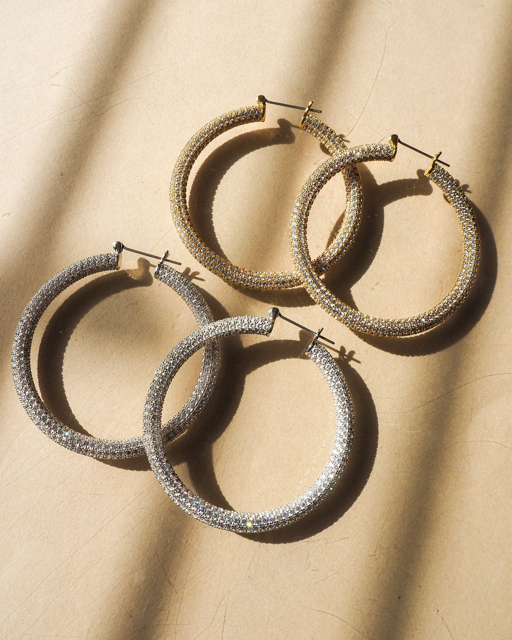 Pave Amalfi Hoops- Gold — alternate view 2