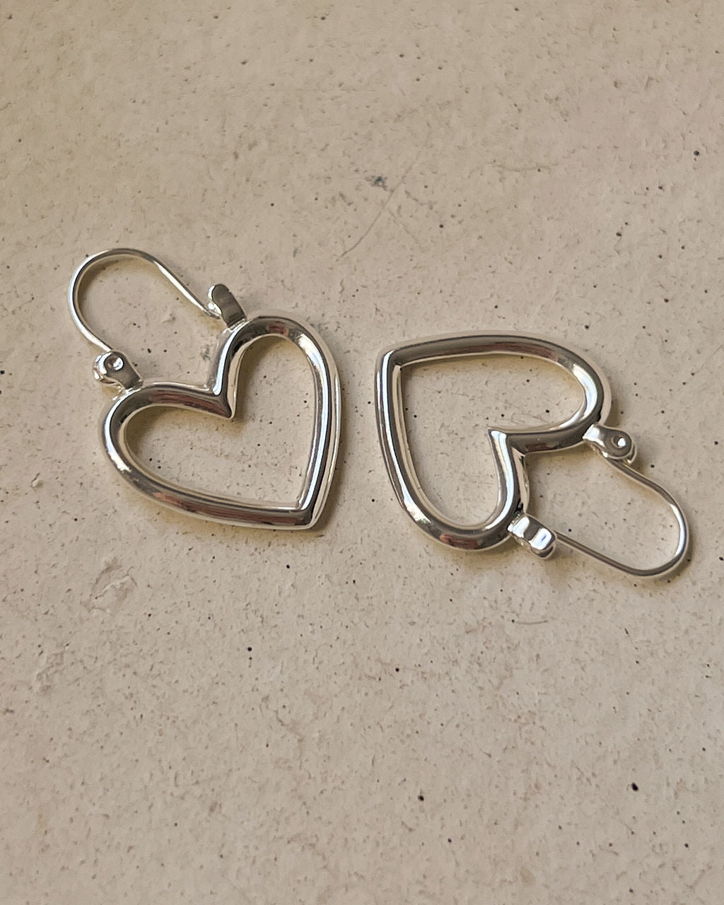 Mini Heartbreaker Hoops - Silver — another angle