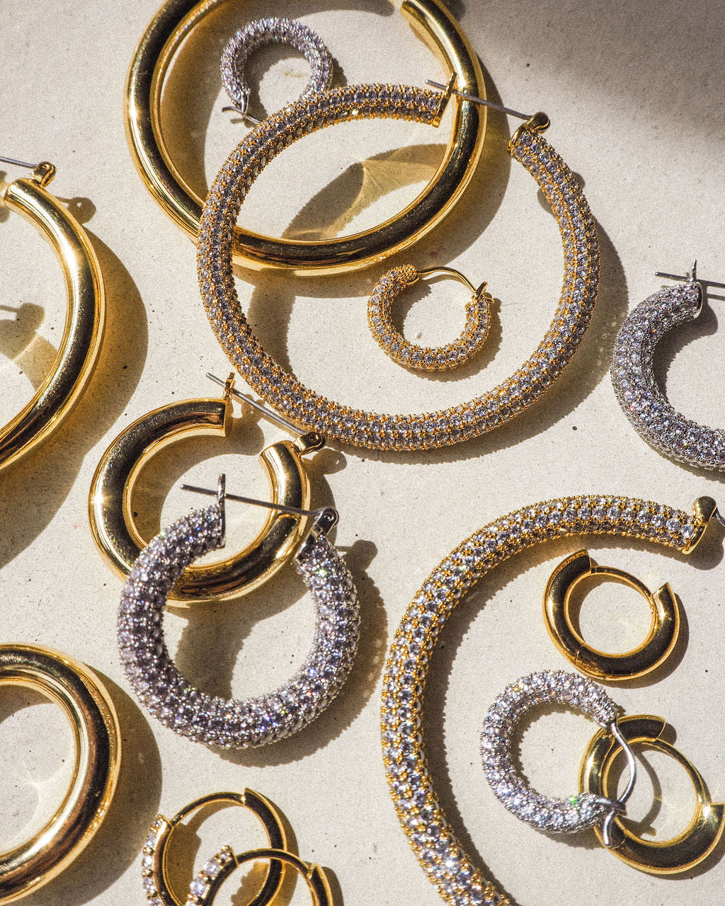 Pave Baby Amalfi Hoops- Silver — another angle 2