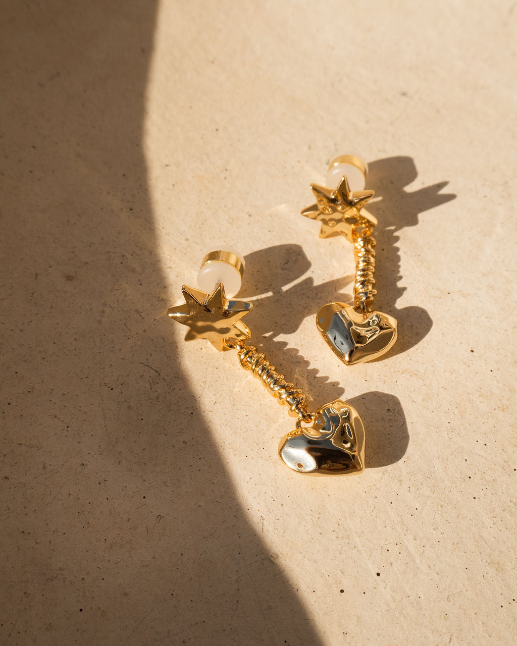 Molten Heart Drop Studs - Earrings — another angle